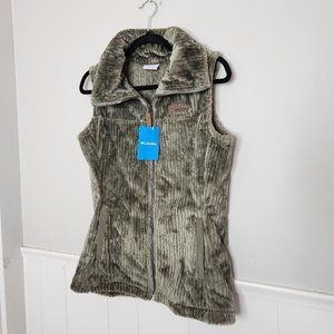 COLUMBIA NWT Fire Side Sherpa Vest Stone Green Stripe Full Zip